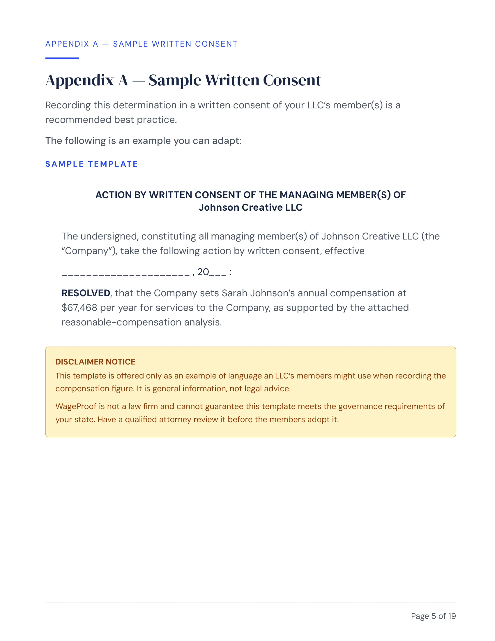 Report page: Sample Written Consent