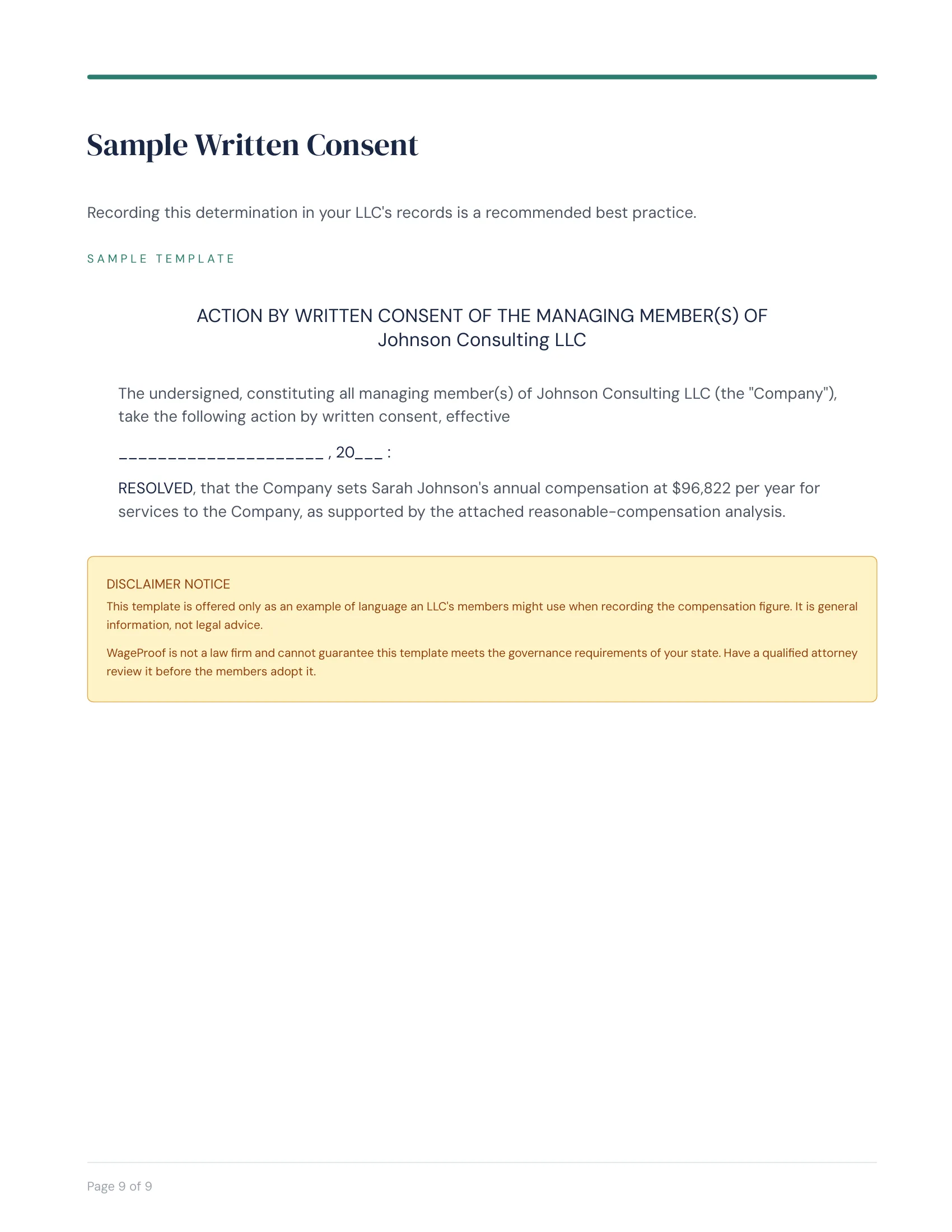 Report page: Board Resolution