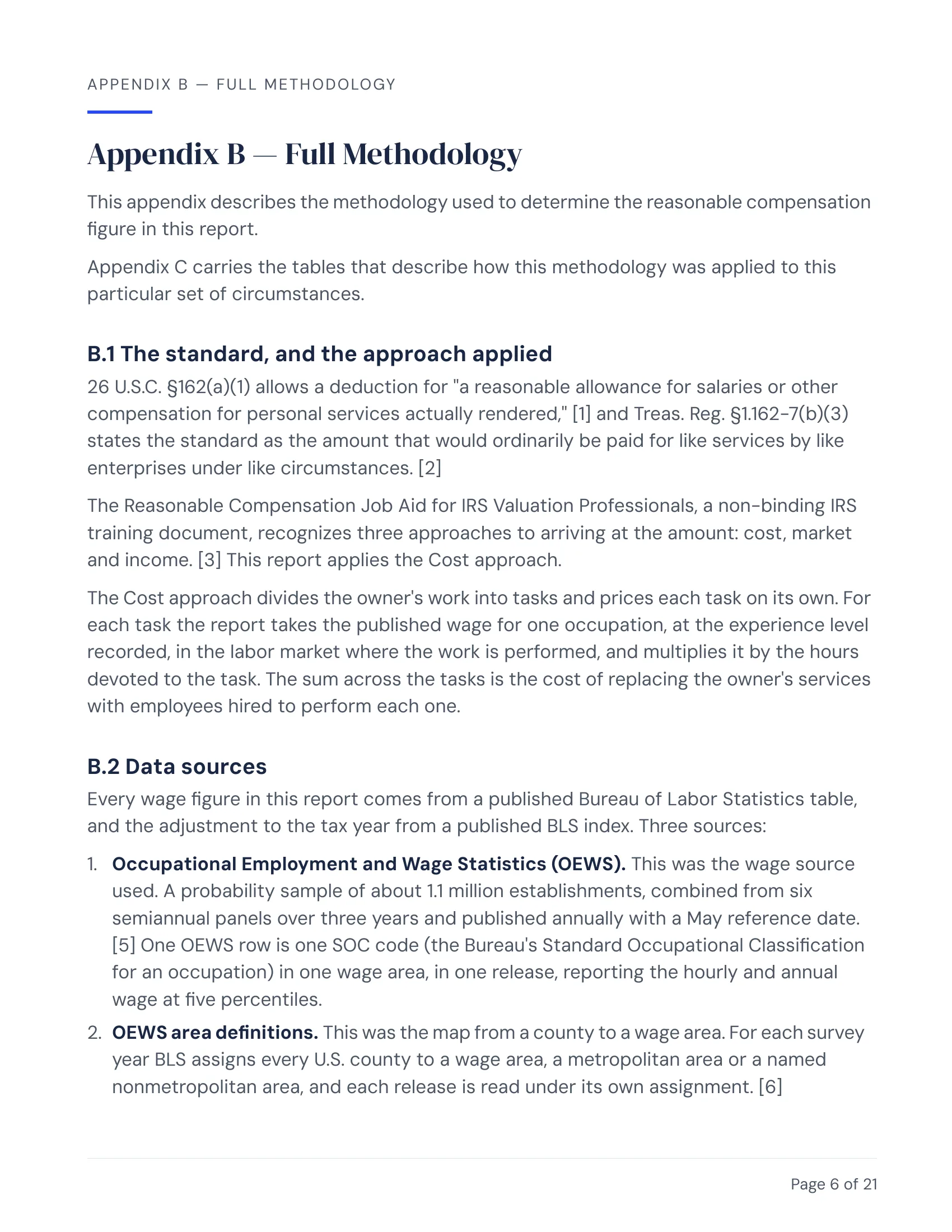 Report page: Full Methodology