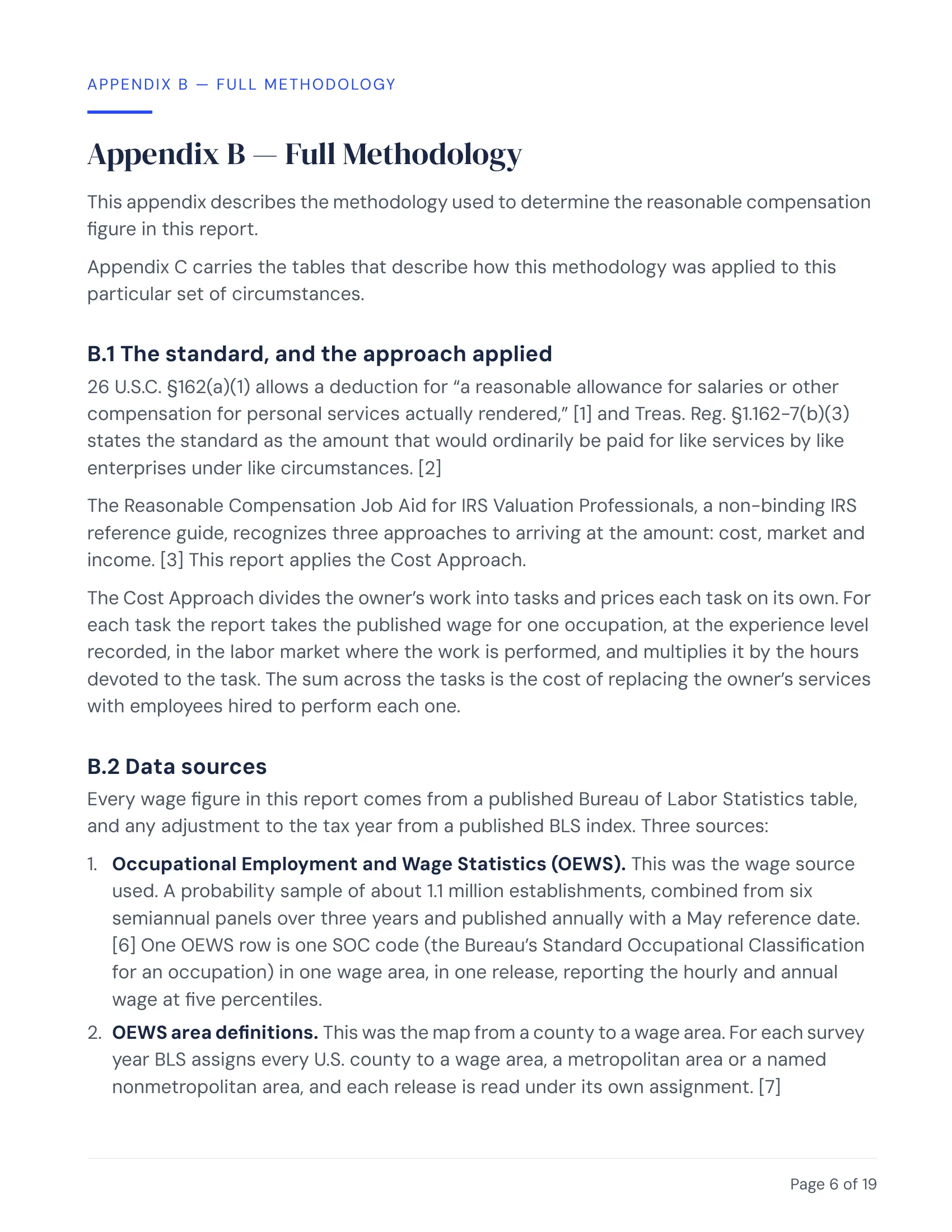 Report page: Full Methodology